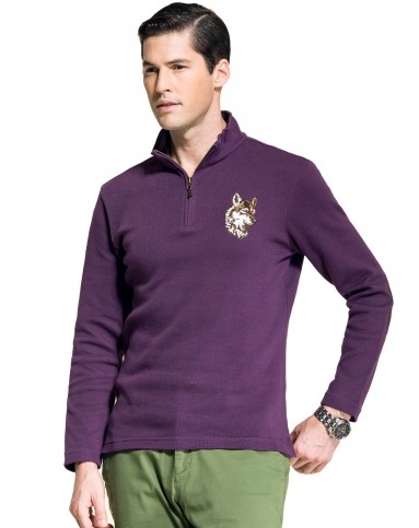 绛紫色舒适长袖t恤