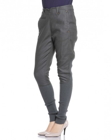 givhshyh暗灰绿色个性拼接长裤