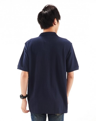 男子蓝黑色运动休闲短袖polo衫