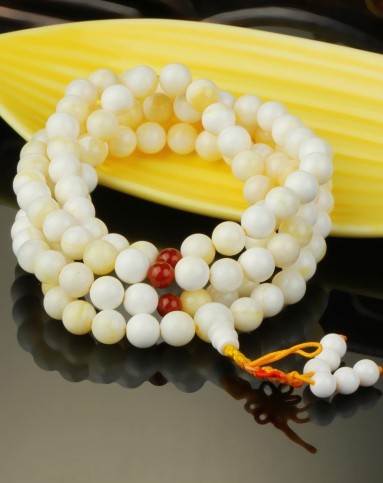 中性白黄砗磲108粒手玩珠附证书