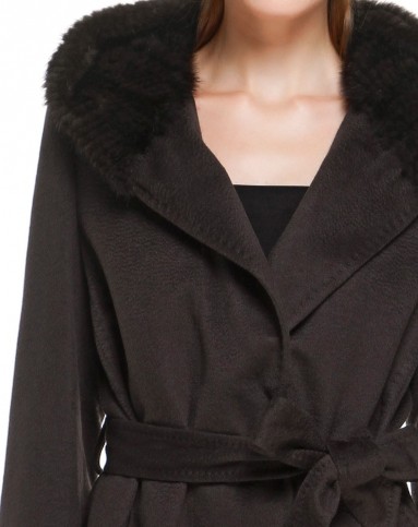 栗咖色保暖连帽长款长袖大衣