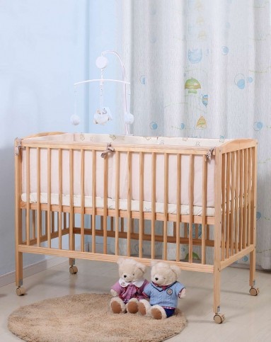 (特惠)巴布豆新欧式婴儿床原木色120*60