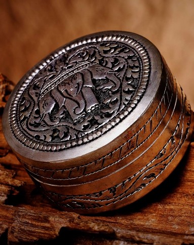 西部普农族原住民女士锡银饰品盒【d款-三头象】