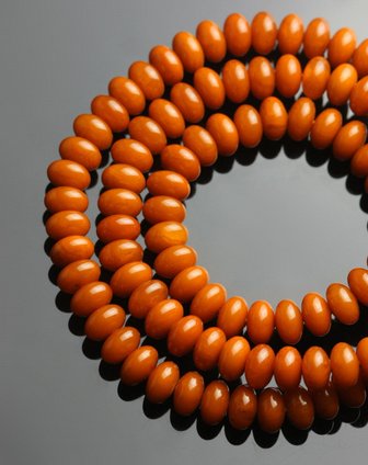 橘色老蜜蜡算盘珠108佛珠