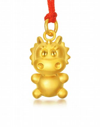 足金生肖祈福铃铛吊坠-龙