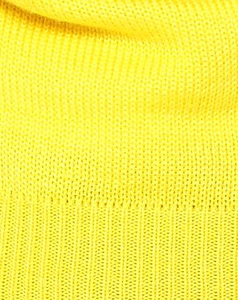 女童明黄色时尚钩花连帽长袖毛衣